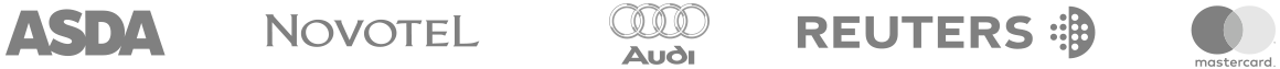 Our clients include ASDA, Novotel, Audi, Reuters and Mastercard.
